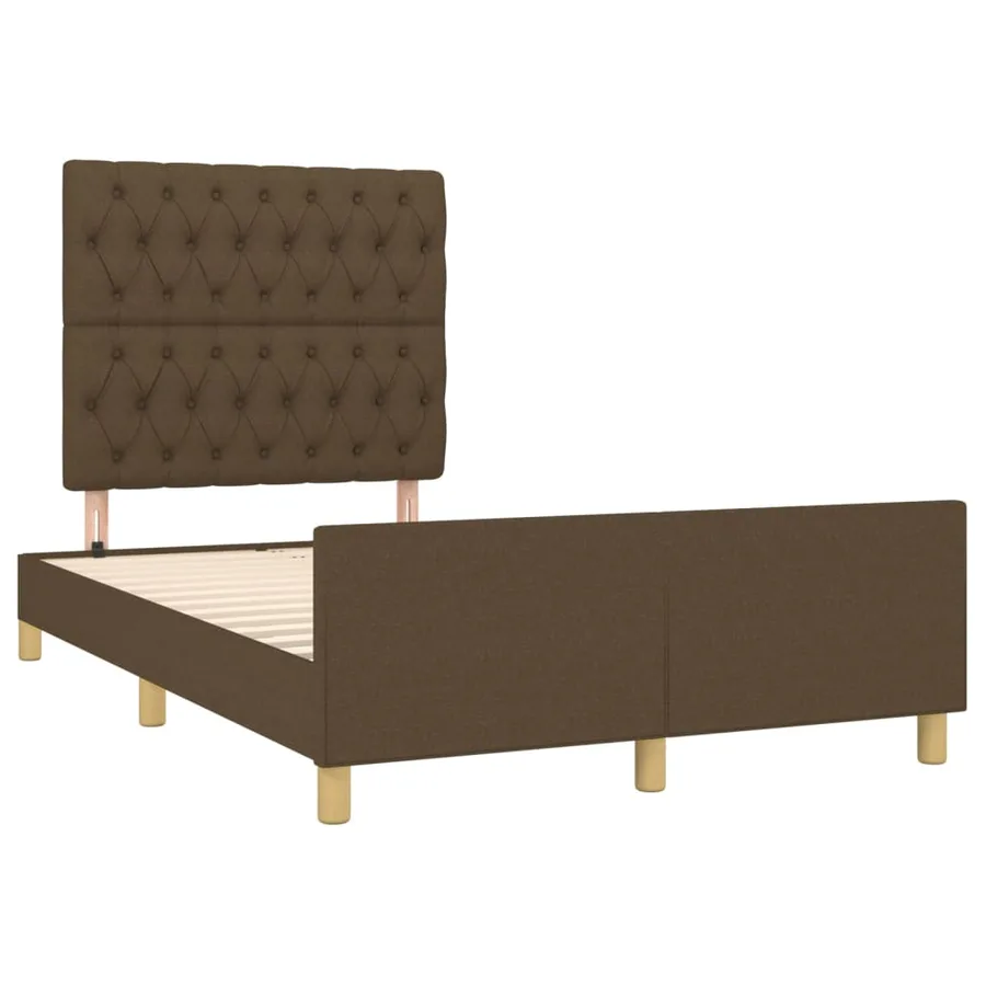 Cadre de lit sans matelas marron foncé 120x190 cm tissu - 3