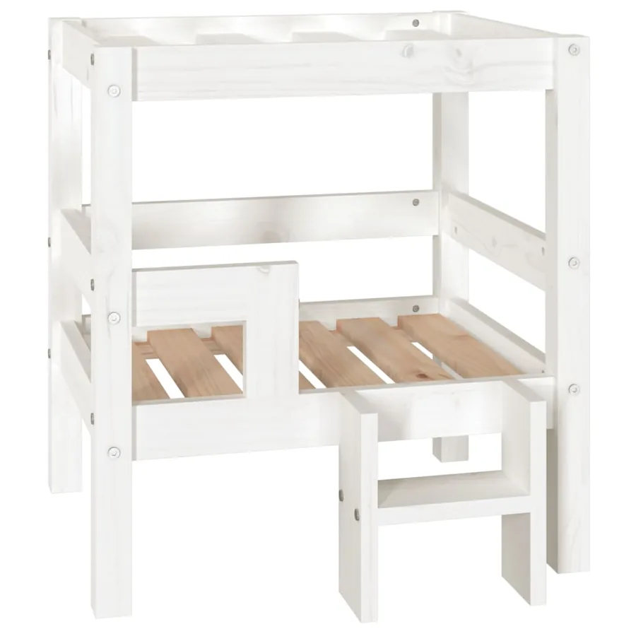 Lit pour chien Blanc 55,5x53,5x60 cm Bois de pin solide - 2