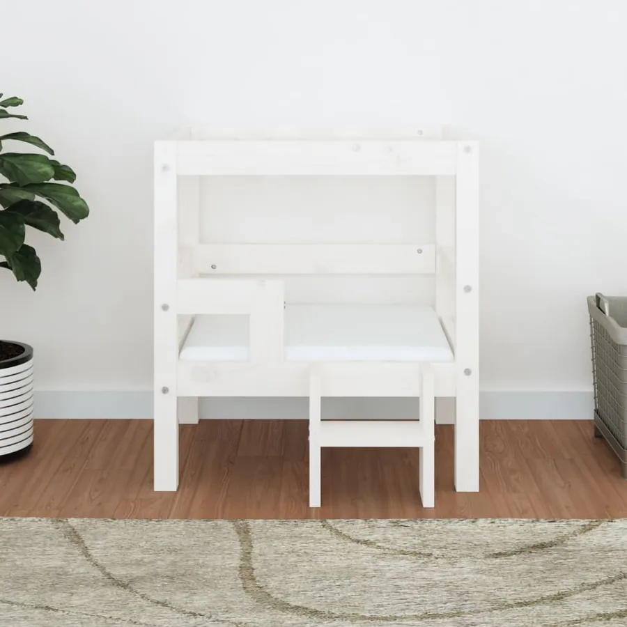 Lit pour chien Blanc 55,5x53,5x60 cm Bois de pin solide - 3