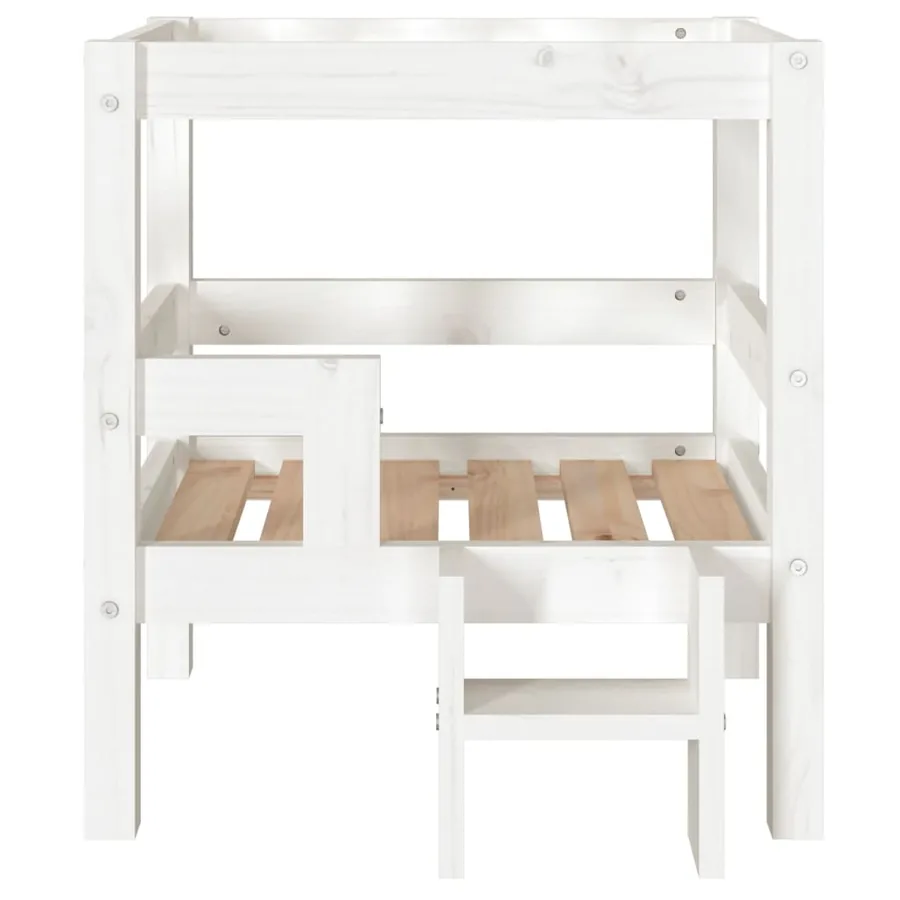 Lit pour chien Blanc 55,5x53,5x60 cm Bois de pin solide - 5
