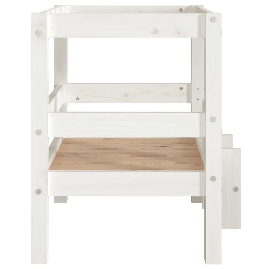 Lit pour chien Blanc 55,5x53,5x60 cm Bois de pin solide - 6