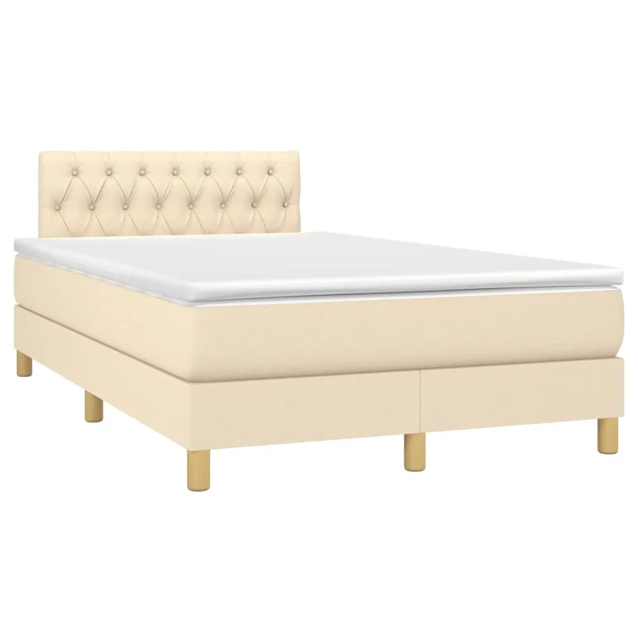 Sommier à lattes de lit matelas et LED crème 120x190 cm tissu - 3