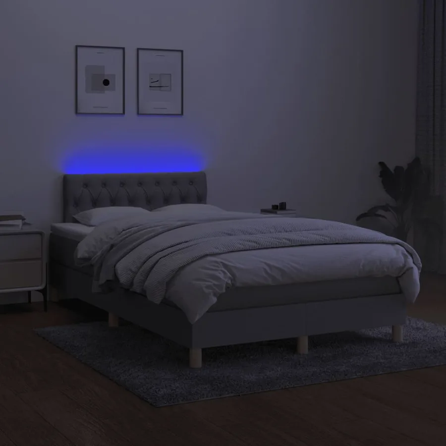 Sommier à lattes de lit matelas LED gris clair 120x190 cm tissu - 5