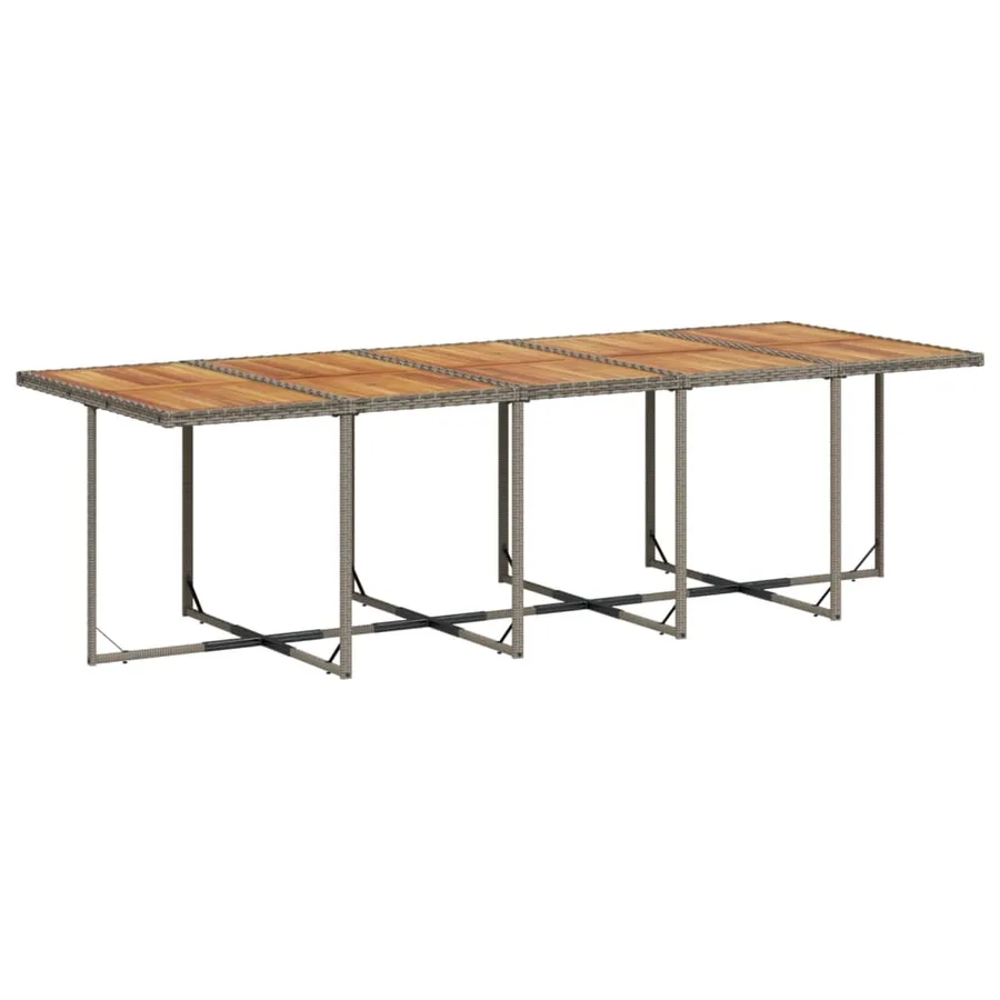 Ensemble à manger de jardin 11pcs avec coussins gris poly rotin - 4