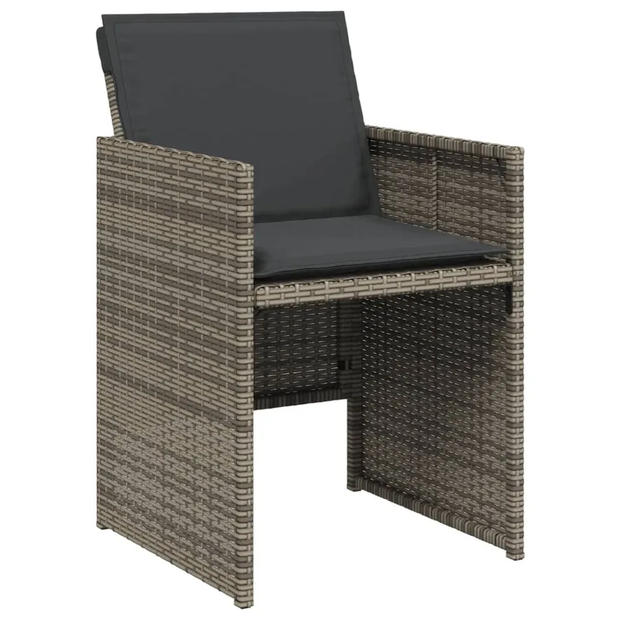 Ensemble à manger de jardin 11pcs avec coussins gris poly rotin - 5