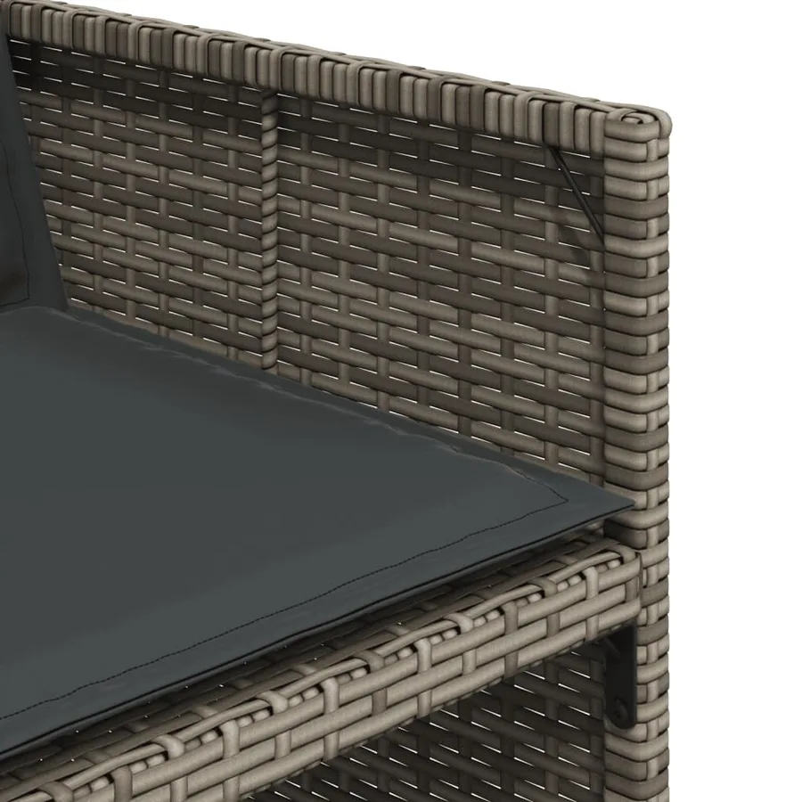 Ensemble à manger de jardin 11pcs avec coussins gris poly rotin - 8