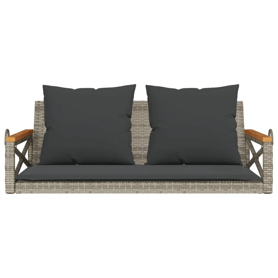 Balancelle avec coussins gris 109x62x40 cm résine tressée - 4