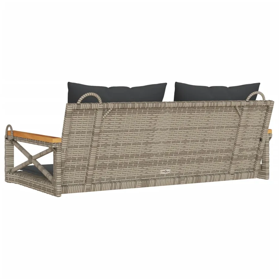 Balancelle avec coussins gris 109x62x40 cm résine tressée - 6