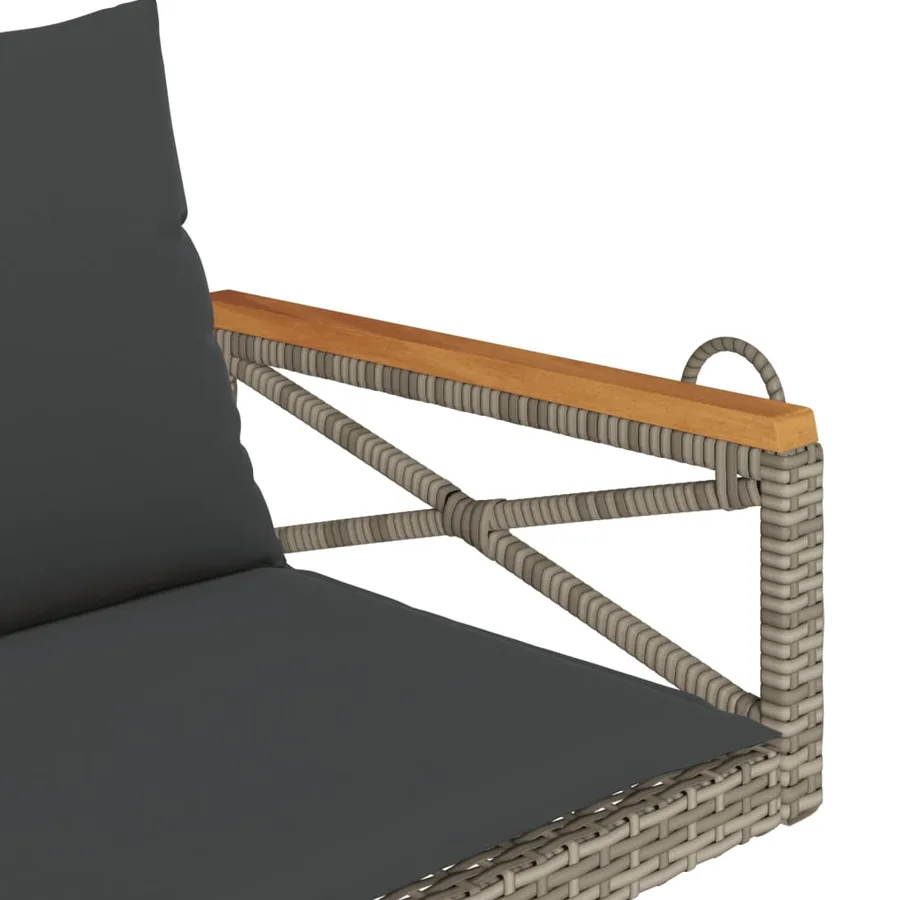 Balancelle avec coussins gris 109x62x40 cm résine tressée - 7