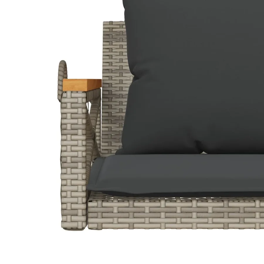 Balancelle avec coussins gris 109x62x40 cm résine tressée - 8