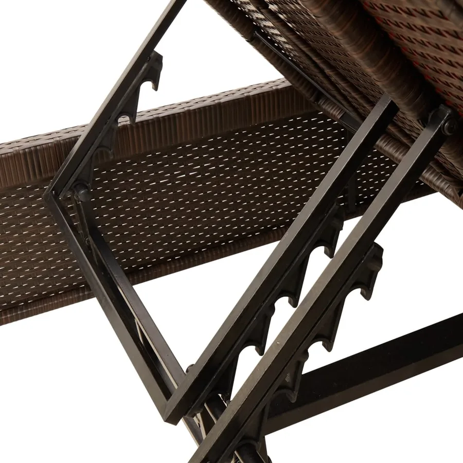 Chaise longue double avec coussins marron résine tressée - 8
