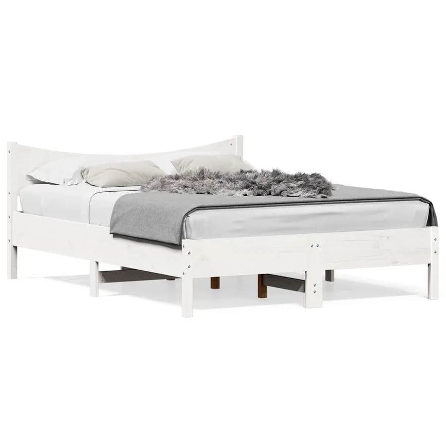 Cadre de lit sans matelas blanc 120x190 cm bois de pin massif - 2