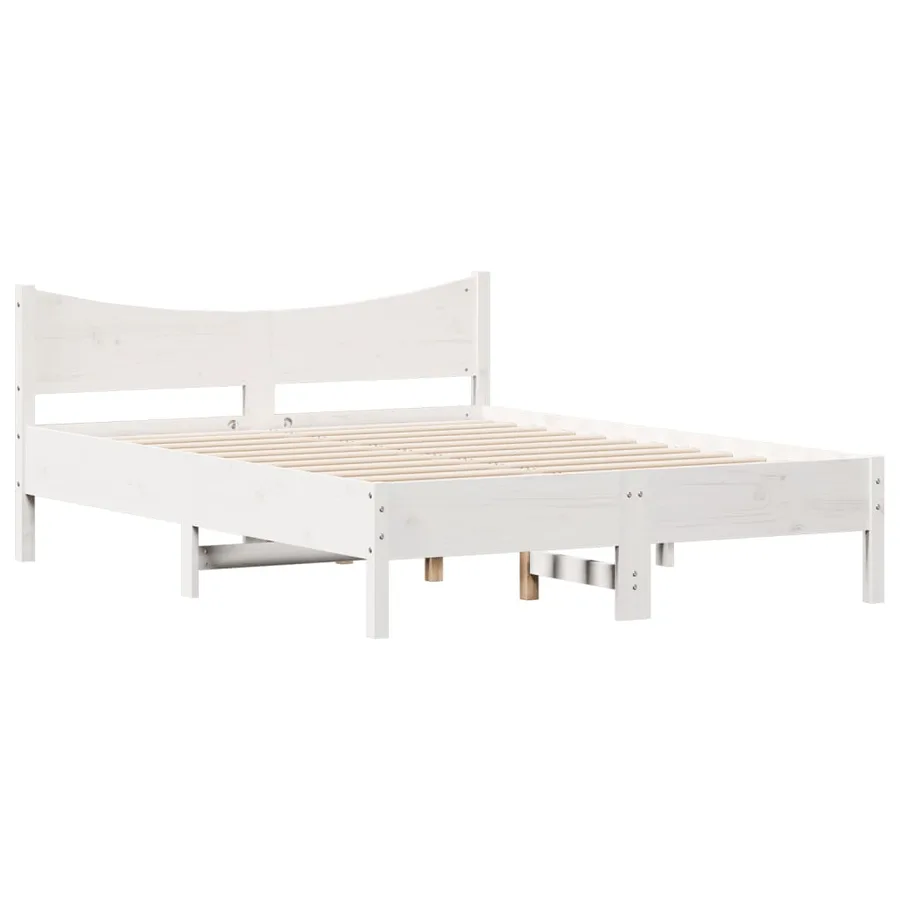 Cadre de lit sans matelas blanc 120x190 cm bois de pin massif - 3