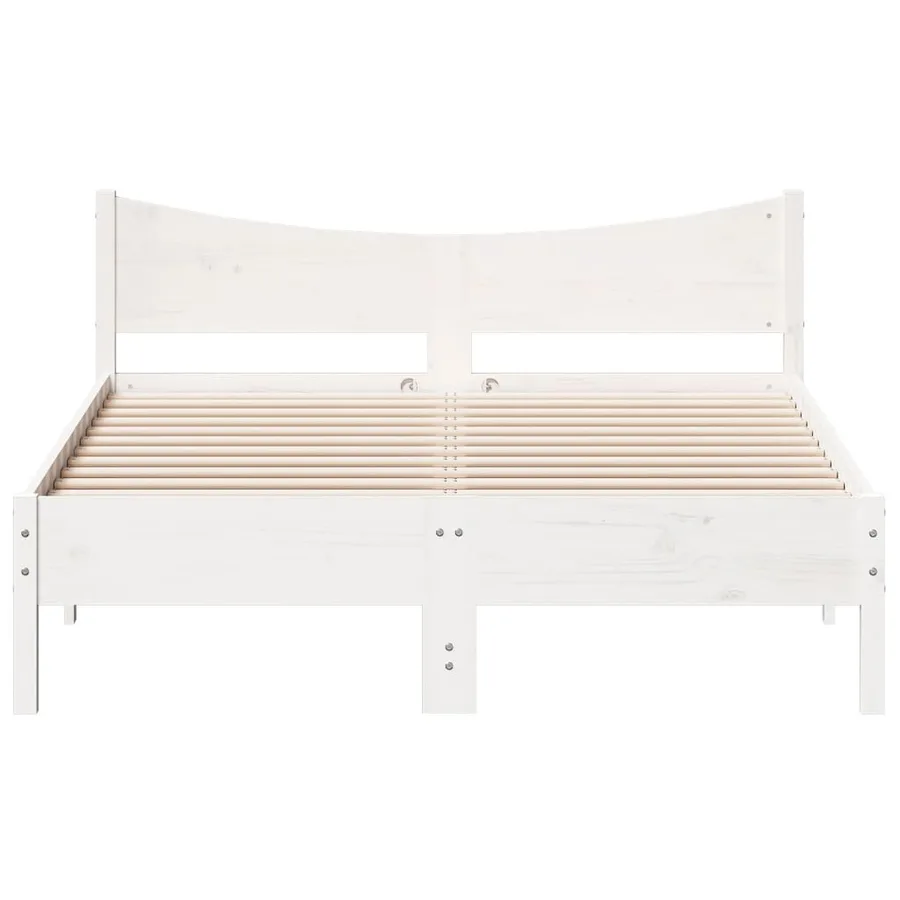 Cadre de lit sans matelas blanc 120x190 cm bois de pin massif - 4