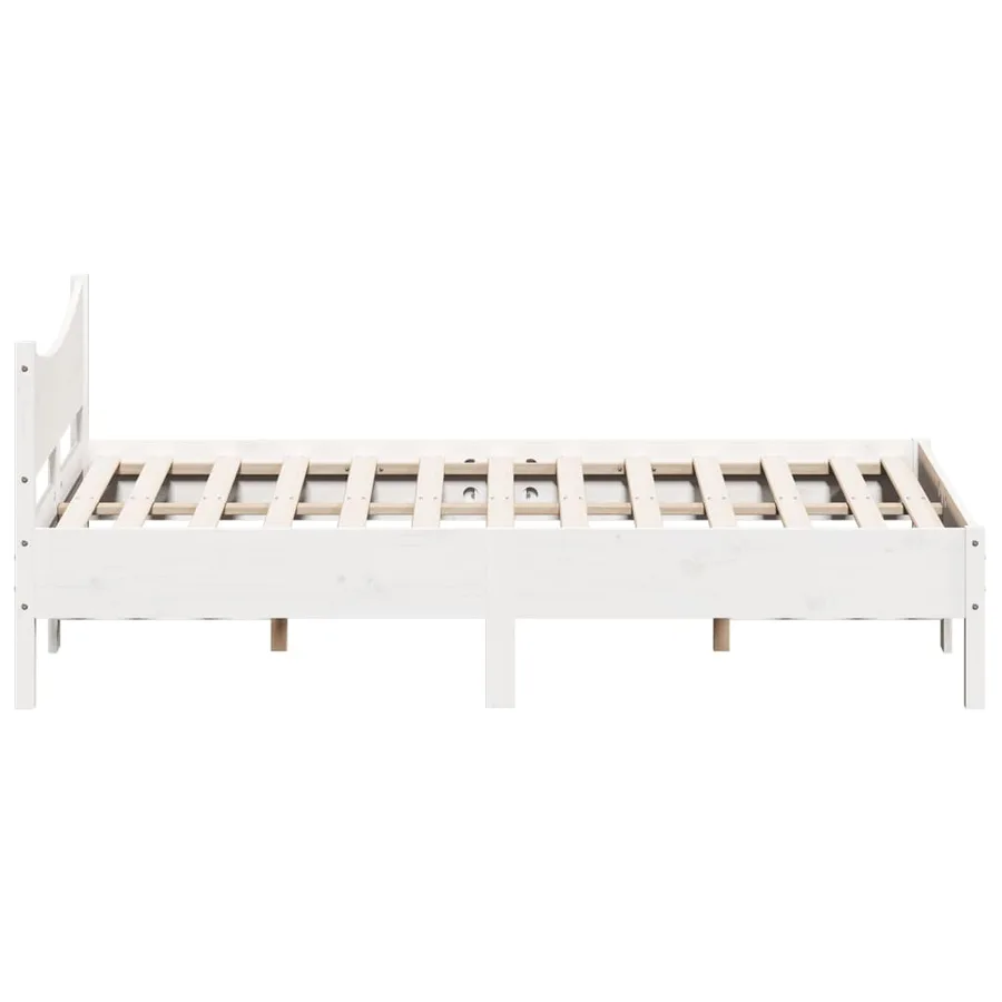 Cadre de lit sans matelas blanc 120x190 cm bois de pin massif - 5