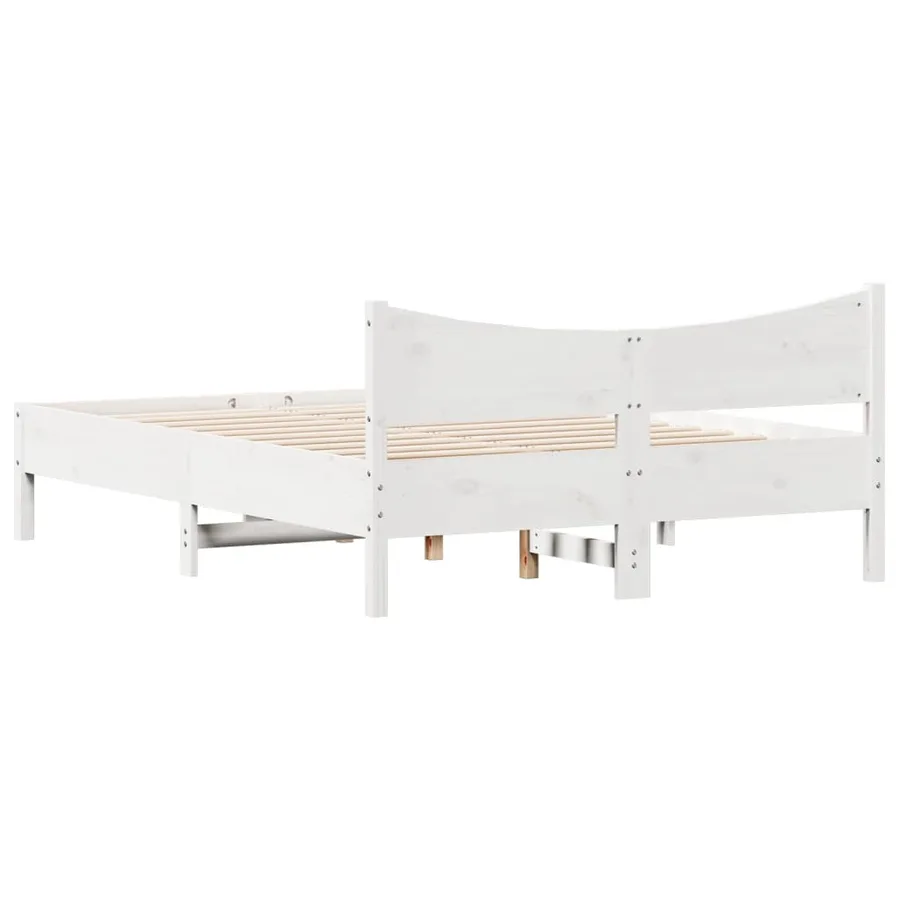 Cadre de lit sans matelas blanc 120x190 cm bois de pin massif - 6