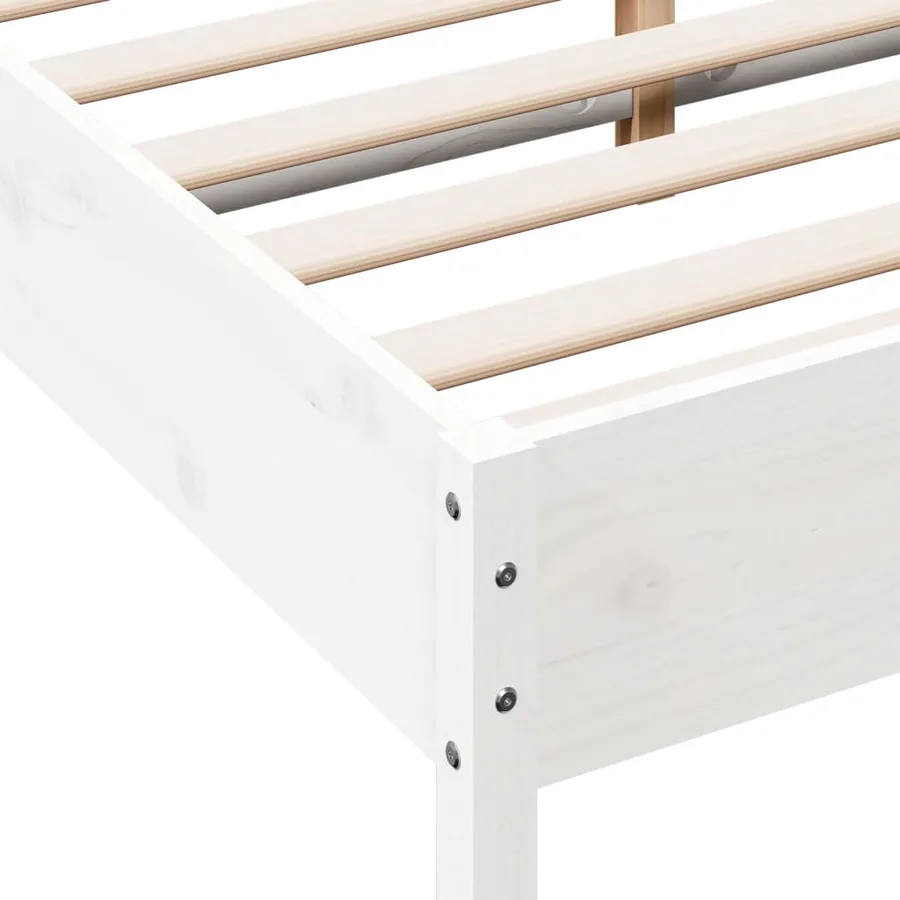 Cadre de lit sans matelas blanc 120x190 cm bois de pin massif - 7