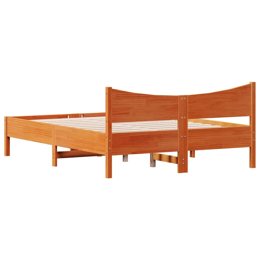 Cadre de lit sans matelas cire marron 120x190cm bois pin massif - 6