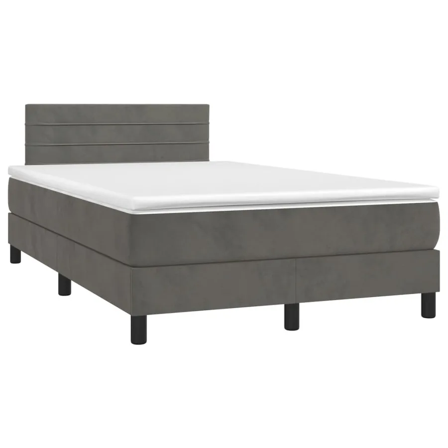 Sommier à lattes de lit et matelas gris foncé 120x190cm velours - 2