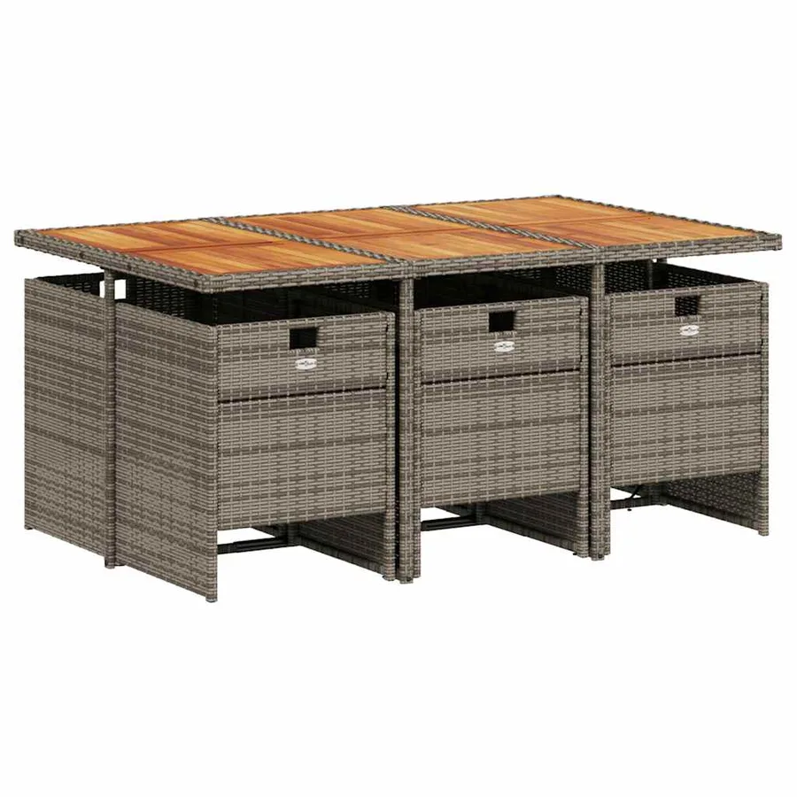 Ensemble à manger de jardin et coussins 7 pcs gris rotin - 3