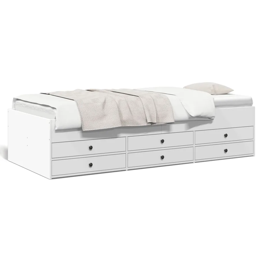 Lit de jour avec tiroirs sans matelas blanc 75x190 cm - 2