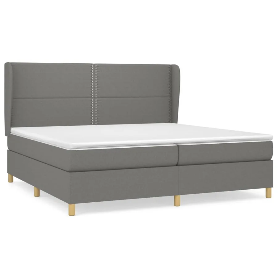 Sommier à lattes de lit avec matelas Gris foncé 200x200cm Tissu - 2