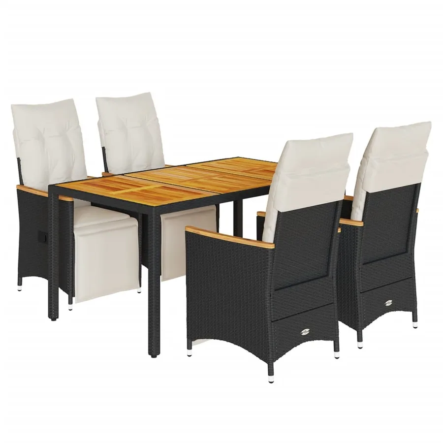 Ensemble de bistro de jardin 5 pcs coussins noir poly rotin - 2