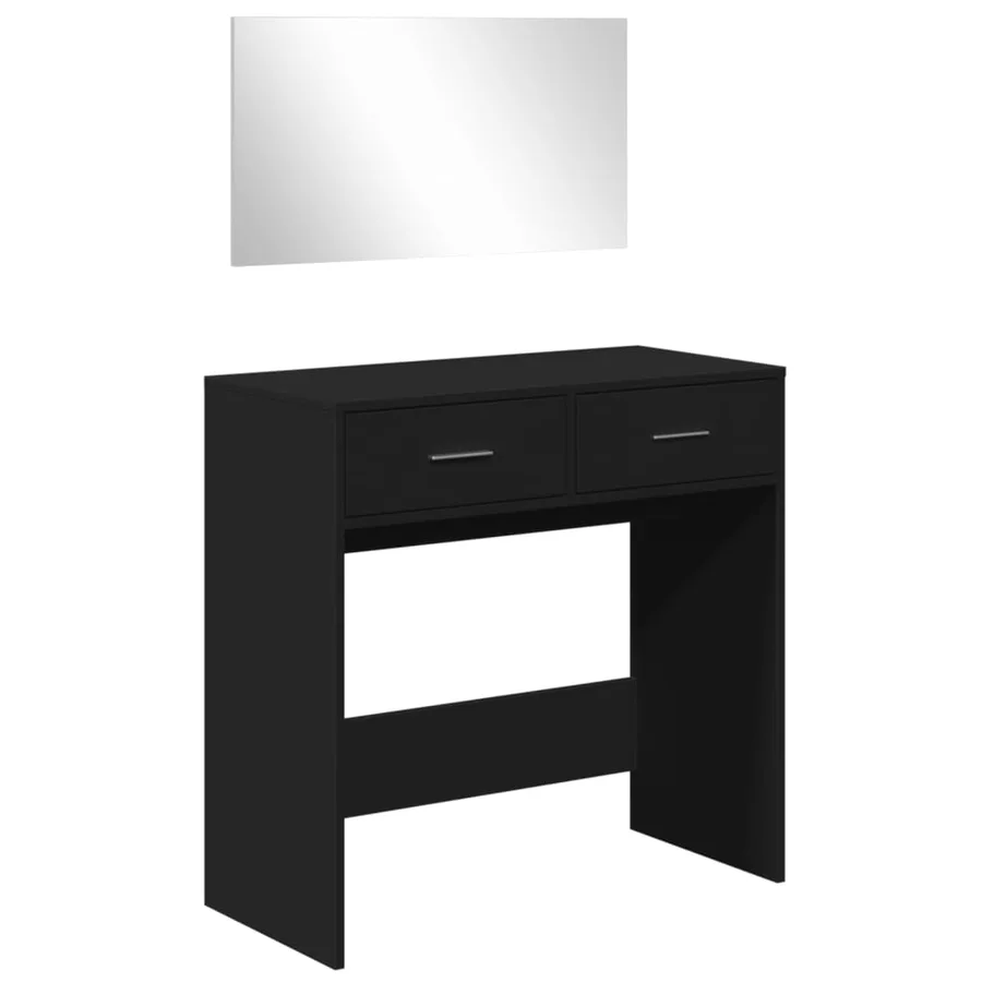 Coiffeuse avec miroir noir 80x39x80 cm - 2