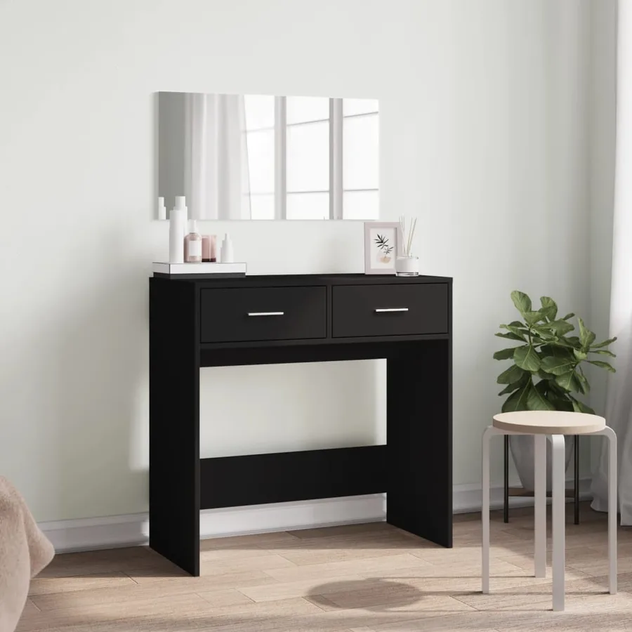 Coiffeuse avec miroir noir 80x39x80 cm - 3