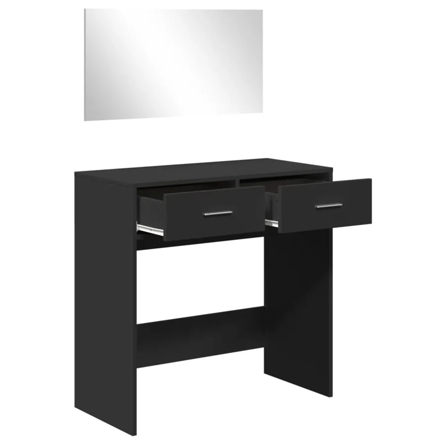 Coiffeuse avec miroir noir 80x39x80 cm - 4