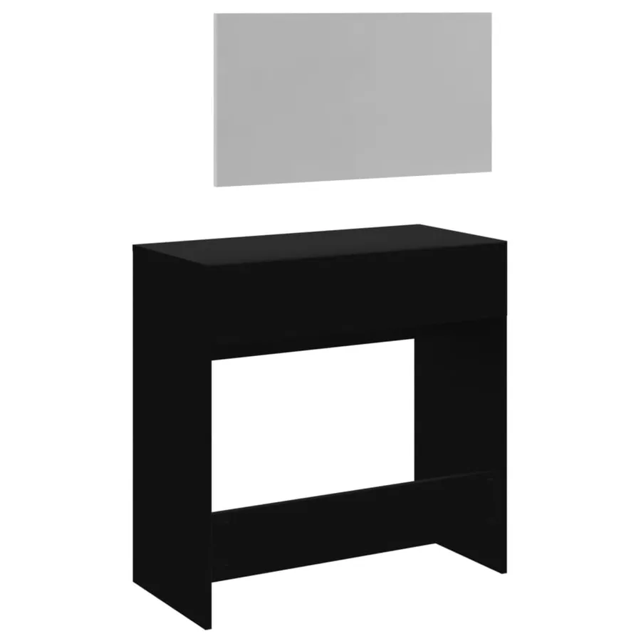 Coiffeuse avec miroir noir 80x39x80 cm - 7