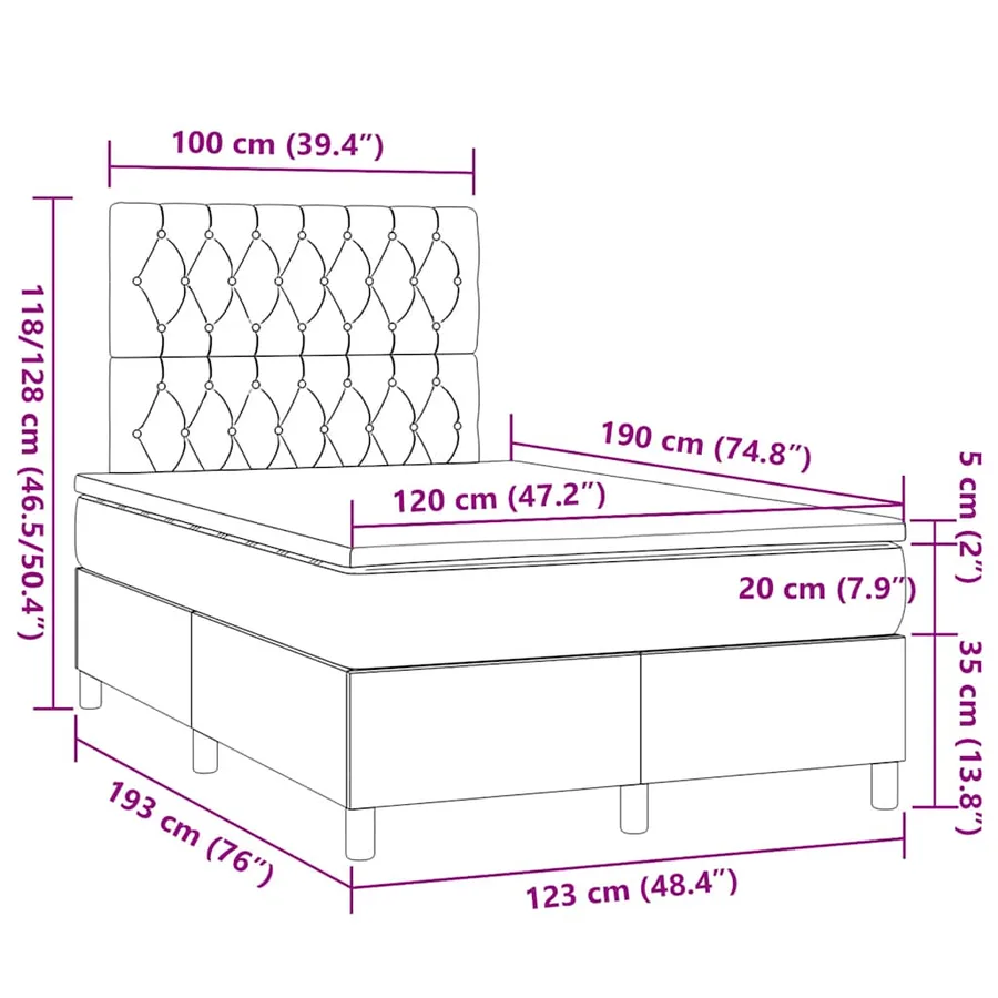 Sommier à lattes de lit avec matelas bleu 120x190 cm tissu - 9
