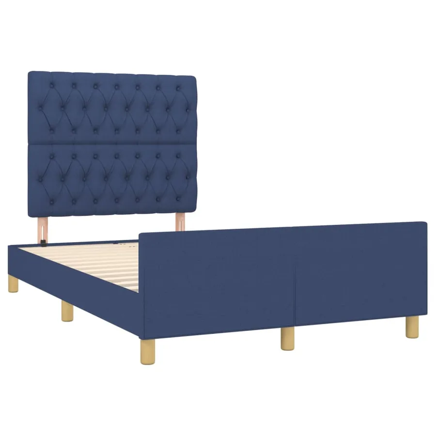 Cadre de lit sans matelas bleu 120x190 cm tissu - 3