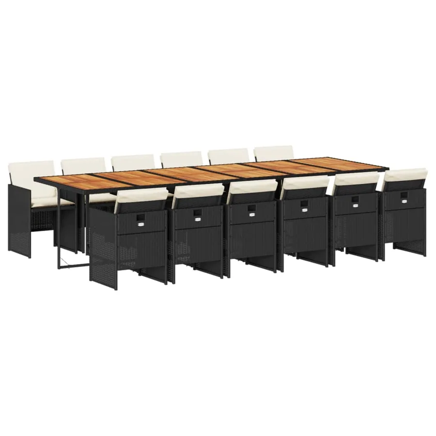 Ensemble à manger de jardin 13 pcs coussins noir résine tressée - 2