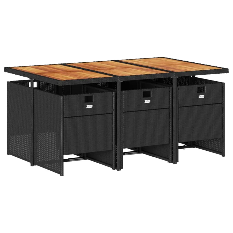 Ensemble à manger de jardin coussins 7pcs Noir Résine tressée - 3