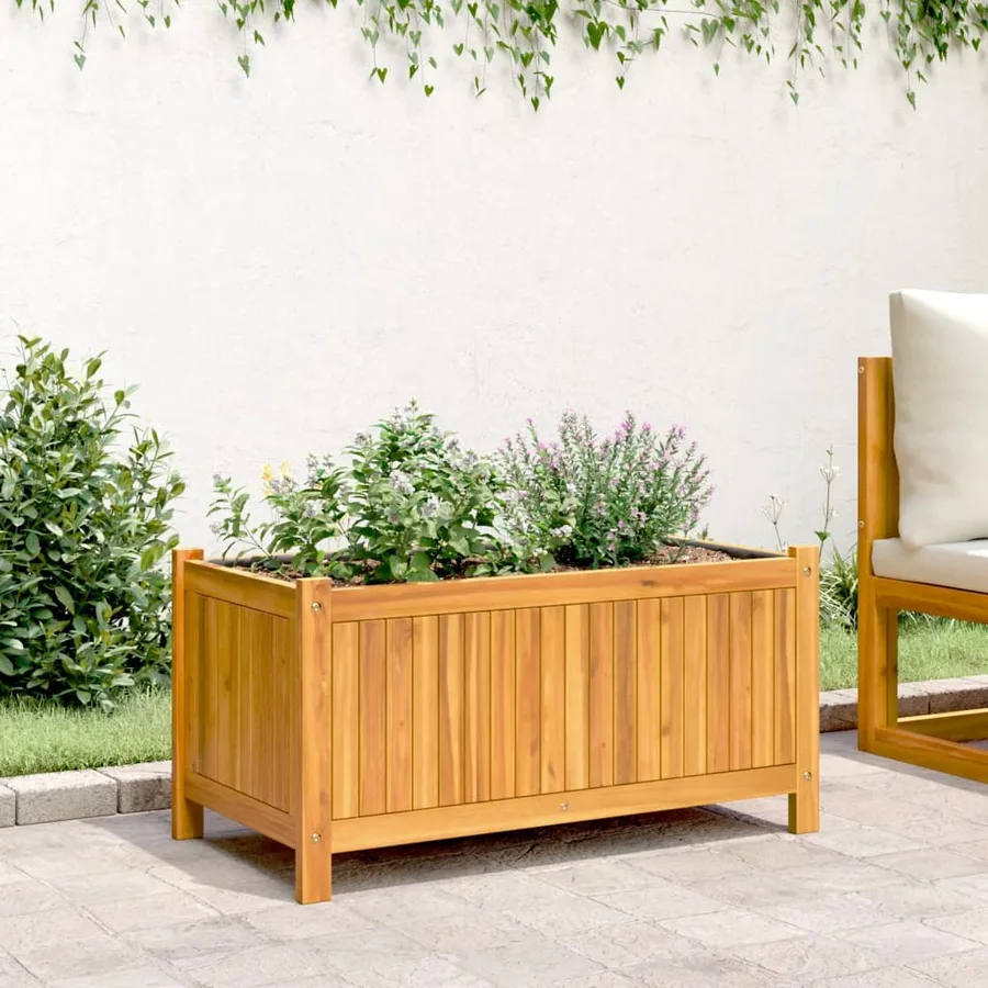 Jardinière avec doublure 80x42x40 cm bois massif d'acacia - 3