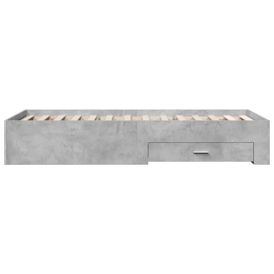 Cadre de lit avec tiroirs sans matelas gris béton 100x200 cm - 5