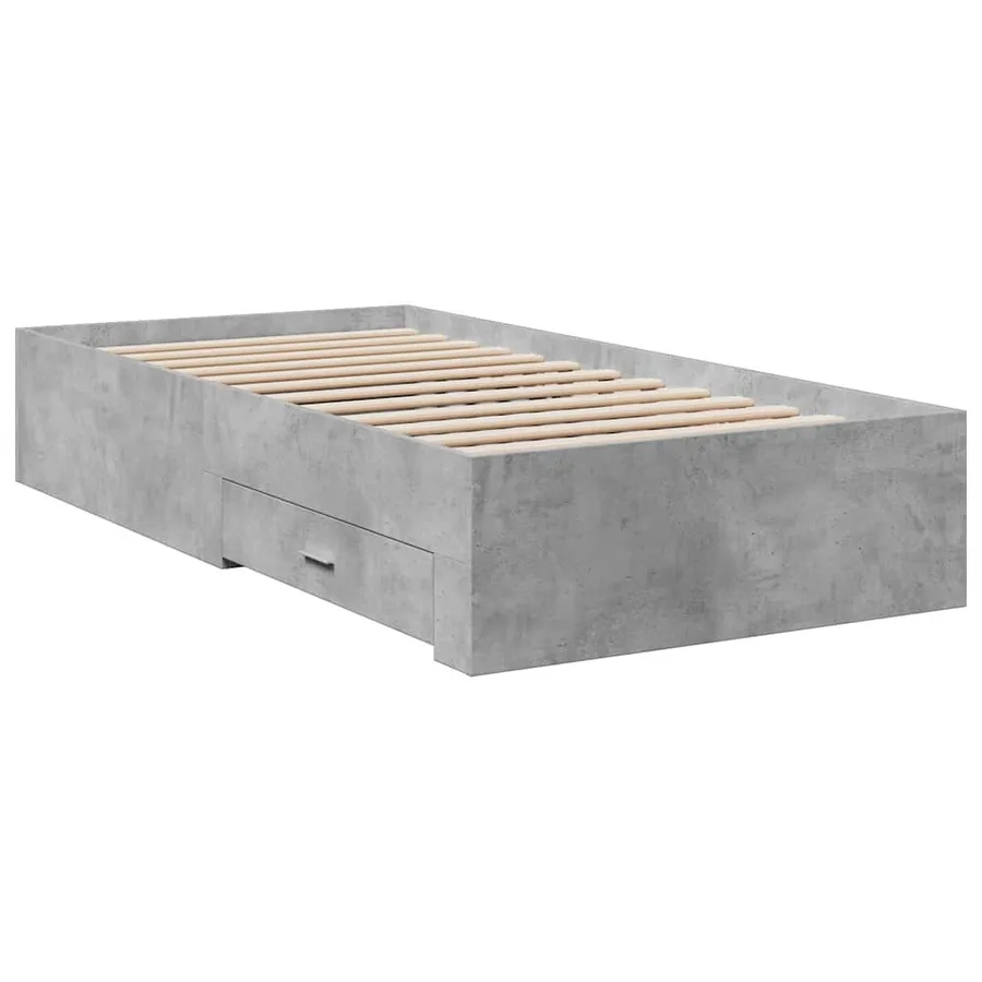 Cadre de lit avec tiroirs sans matelas gris béton 100x200 cm - 6