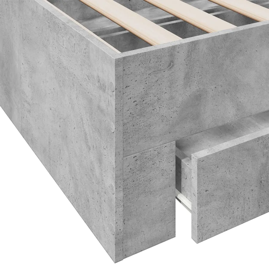 Cadre de lit avec tiroirs sans matelas gris béton 100x200 cm - 8