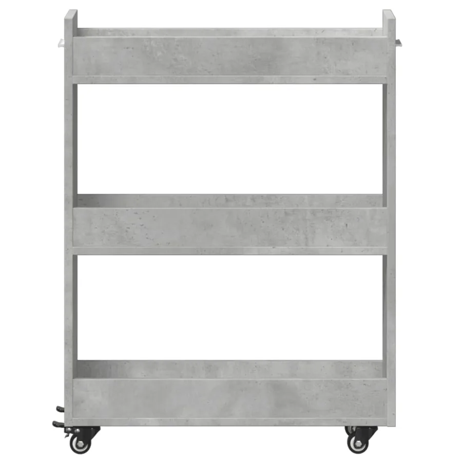 Armoire avec roues gris béton 60x22x79 cm bois d'ingénierie - 5