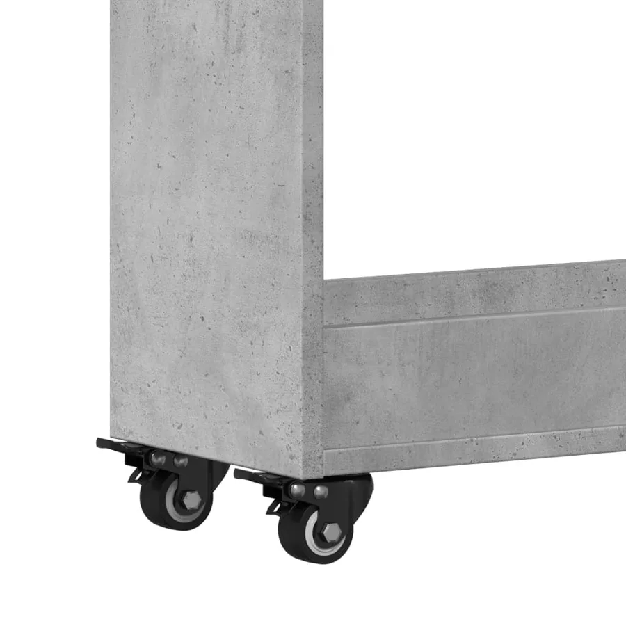 Armoire avec roues gris béton 60x22x79 cm bois d'ingénierie - 8