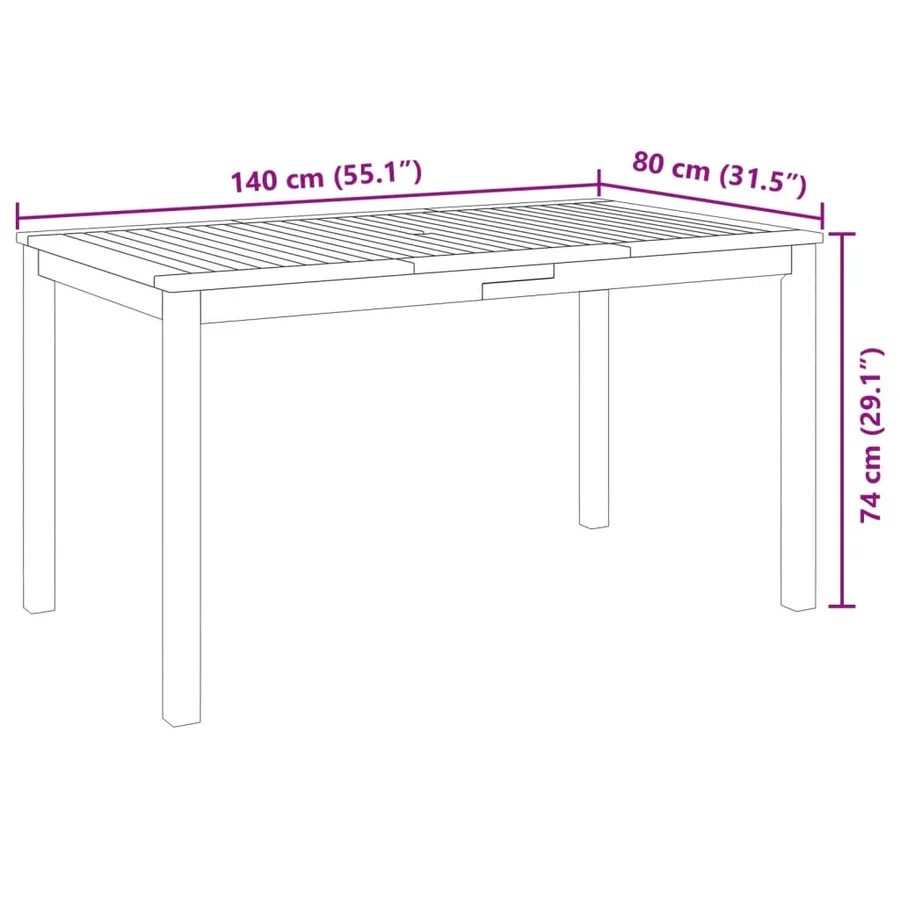 Ensemble à manger de jardin 5 pcs 140x80x74 cm Bois d'acacia solide - 9