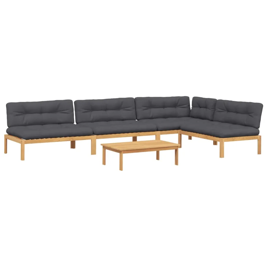 Salon palette de jardin avec coussins 5pcs bois d'acacia massif - 2