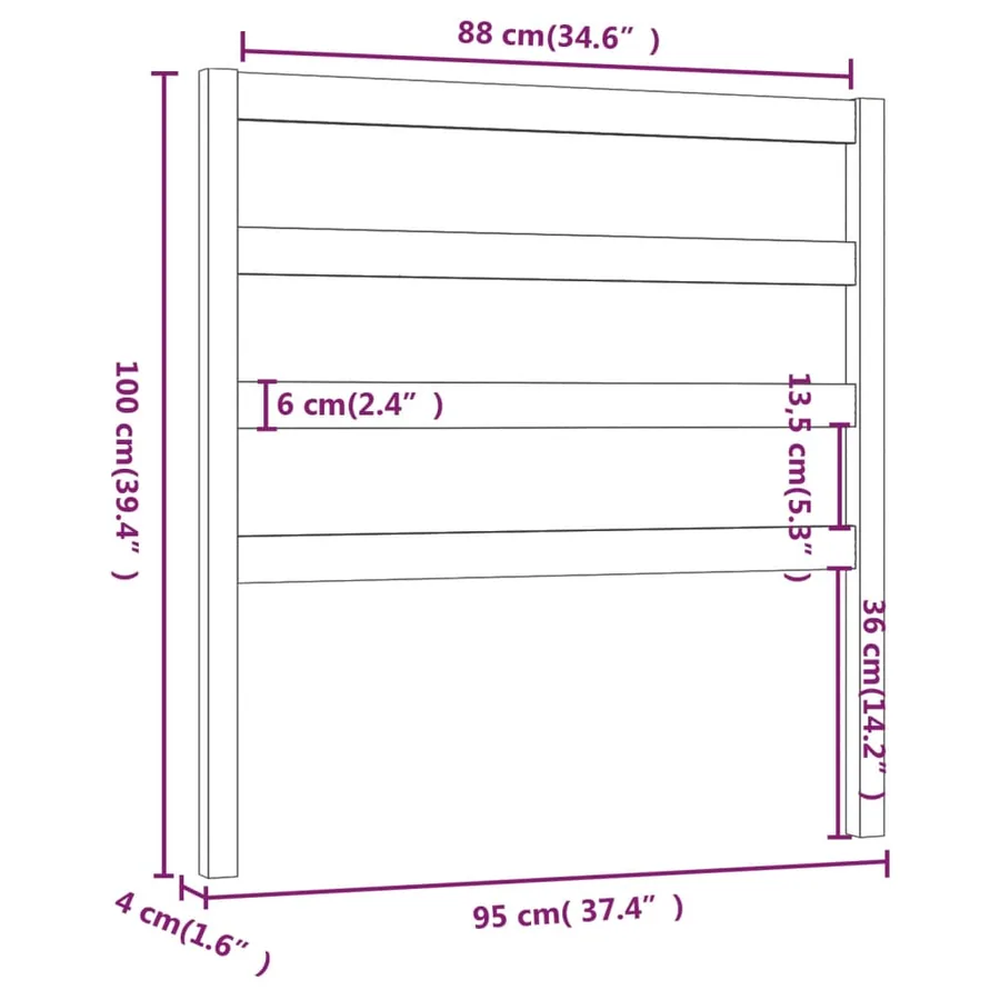 Tête de lit 95x4x100 cm Bois massif de pin - 6