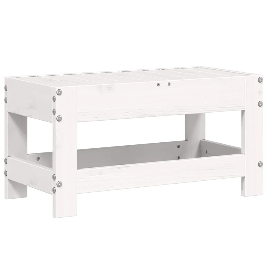 Repose-pied de jardin blanc 62x30x32 cm bois de pin massif - 2
