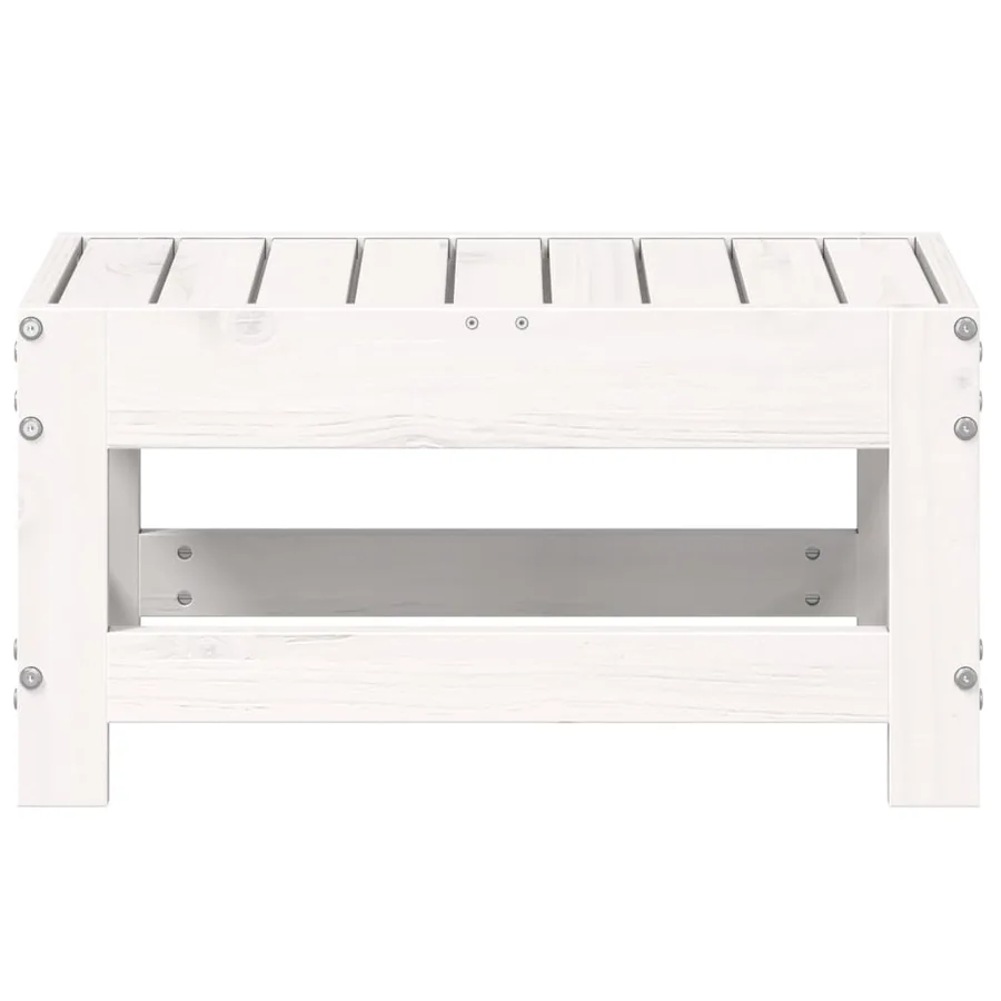 Repose-pied de jardin blanc 62x30x32 cm bois de pin massif - 4