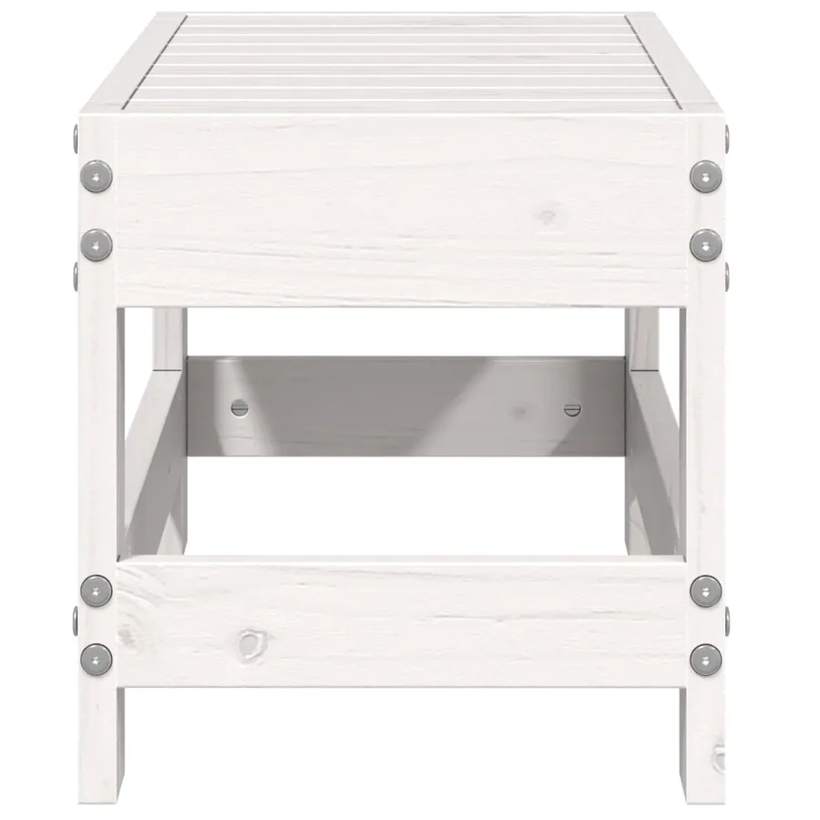 Repose-pied de jardin blanc 62x30x32 cm bois de pin massif - 5