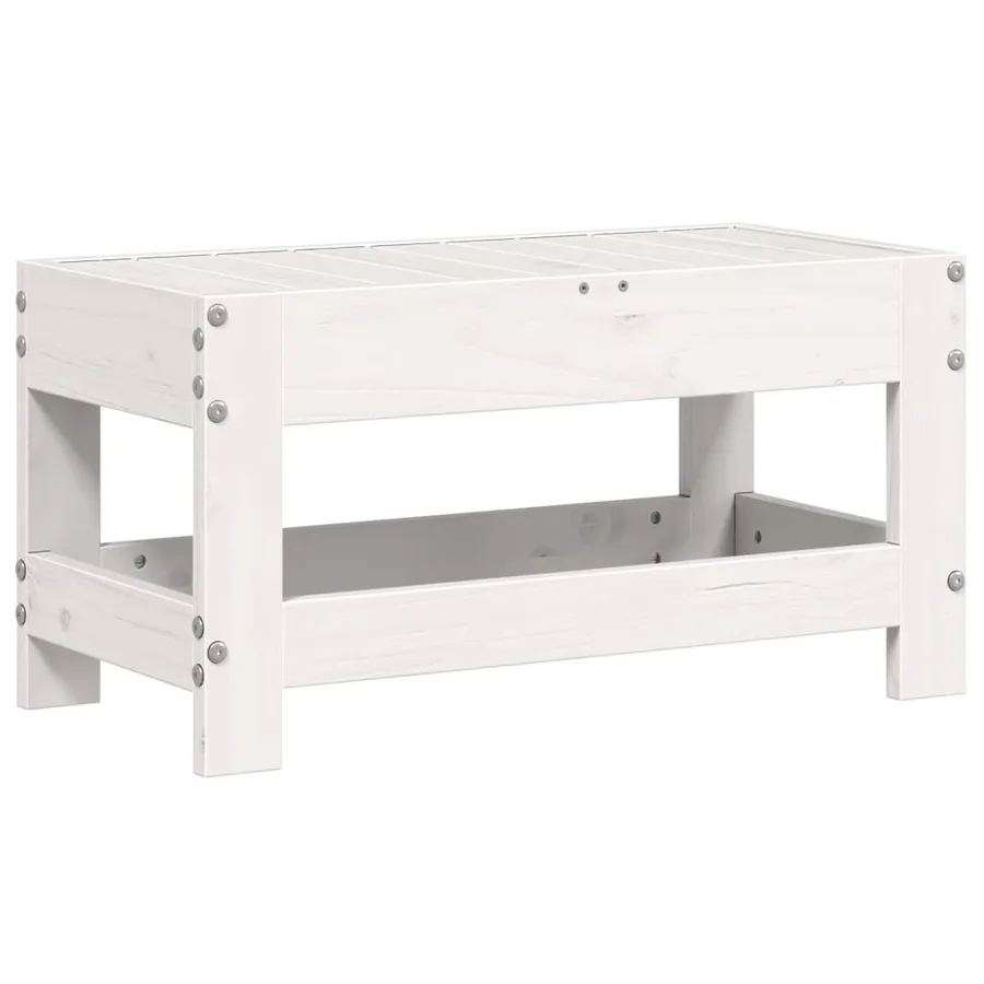 Repose-pied de jardin blanc 62x30x32 cm bois de pin massif - 6