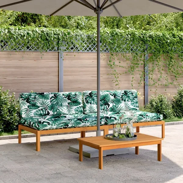 Canapés centraux palette de jardin et coussins 2pcs bois acacia