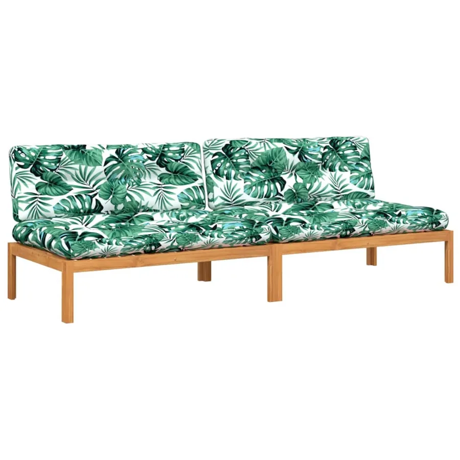 Canapés centraux palette de jardin et coussins 2pcs bois acacia - 2